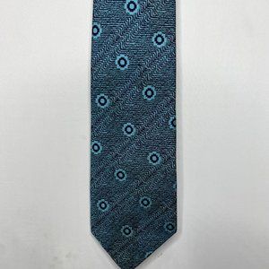 VTG  Superba Men’s Necktie 4” Turquoise & Navy Dacron 60’s Dress Swing Dance